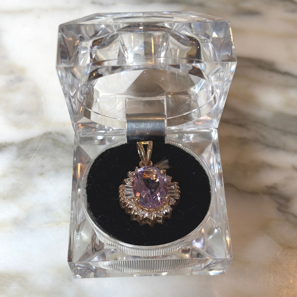 Handmade Amethyst Rose Gold Sterling Silver 925 Sunburst Halo Pendant - Picture 2 of 8